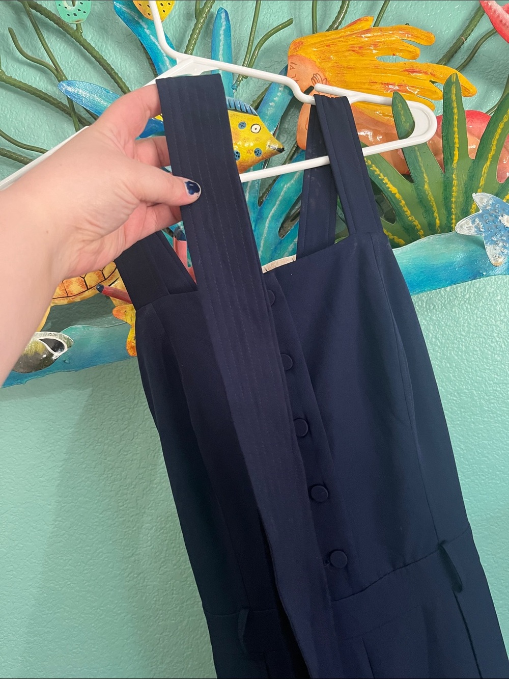 Adelyn Rae Navy Jumpsuit with Front Buttons - Picture 7 of 7